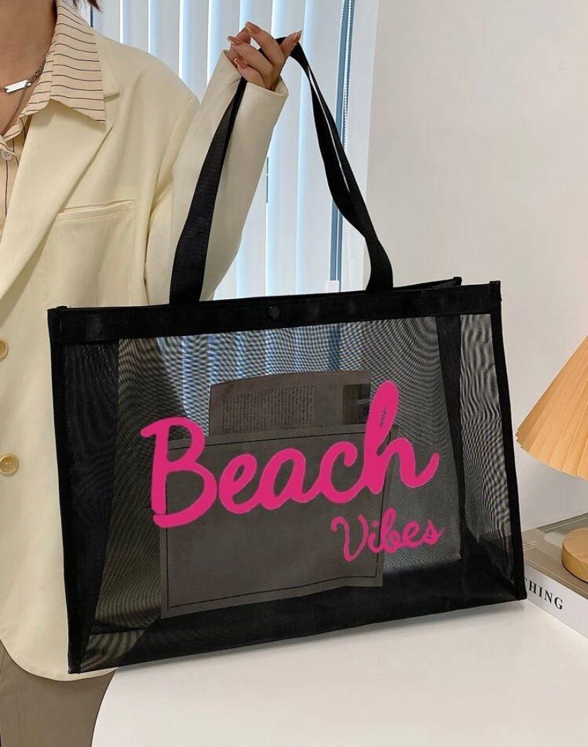Bolso Tote Bag De Playa Con Malla Tamaño Grande Agregar a favoritos-2