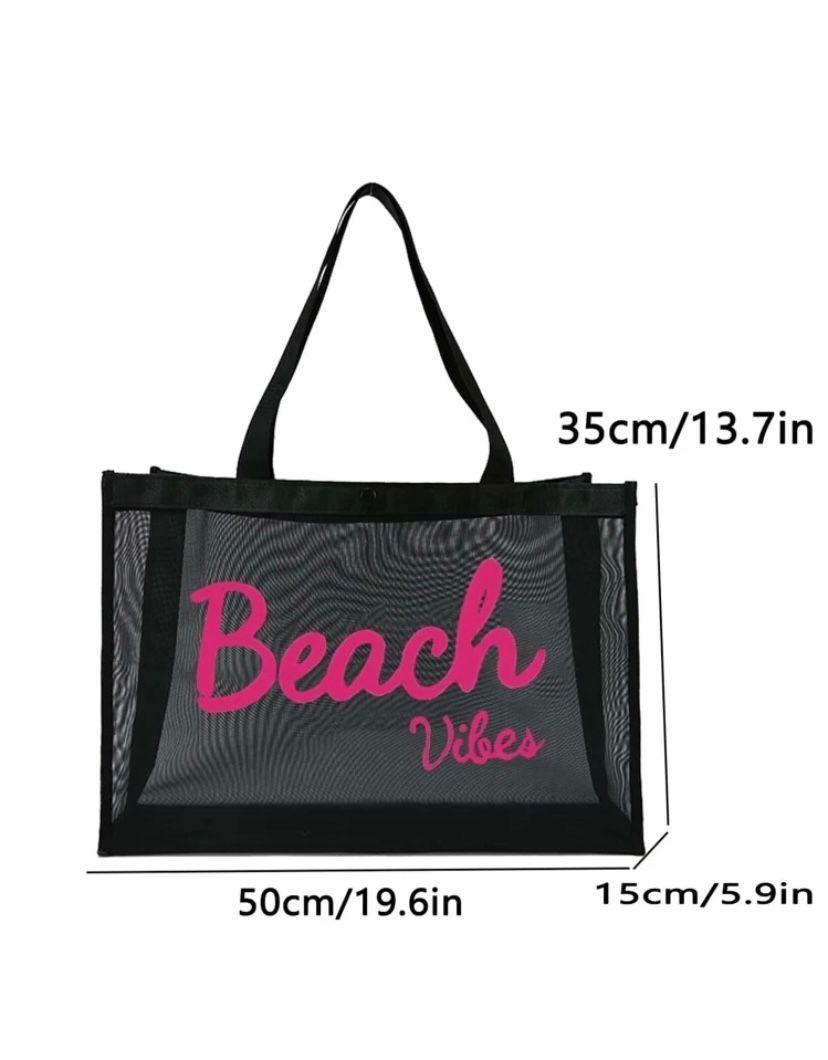 Bolso Tote Bag De Playa Con Malla Tamaño Grande Agregar a favoritos-3