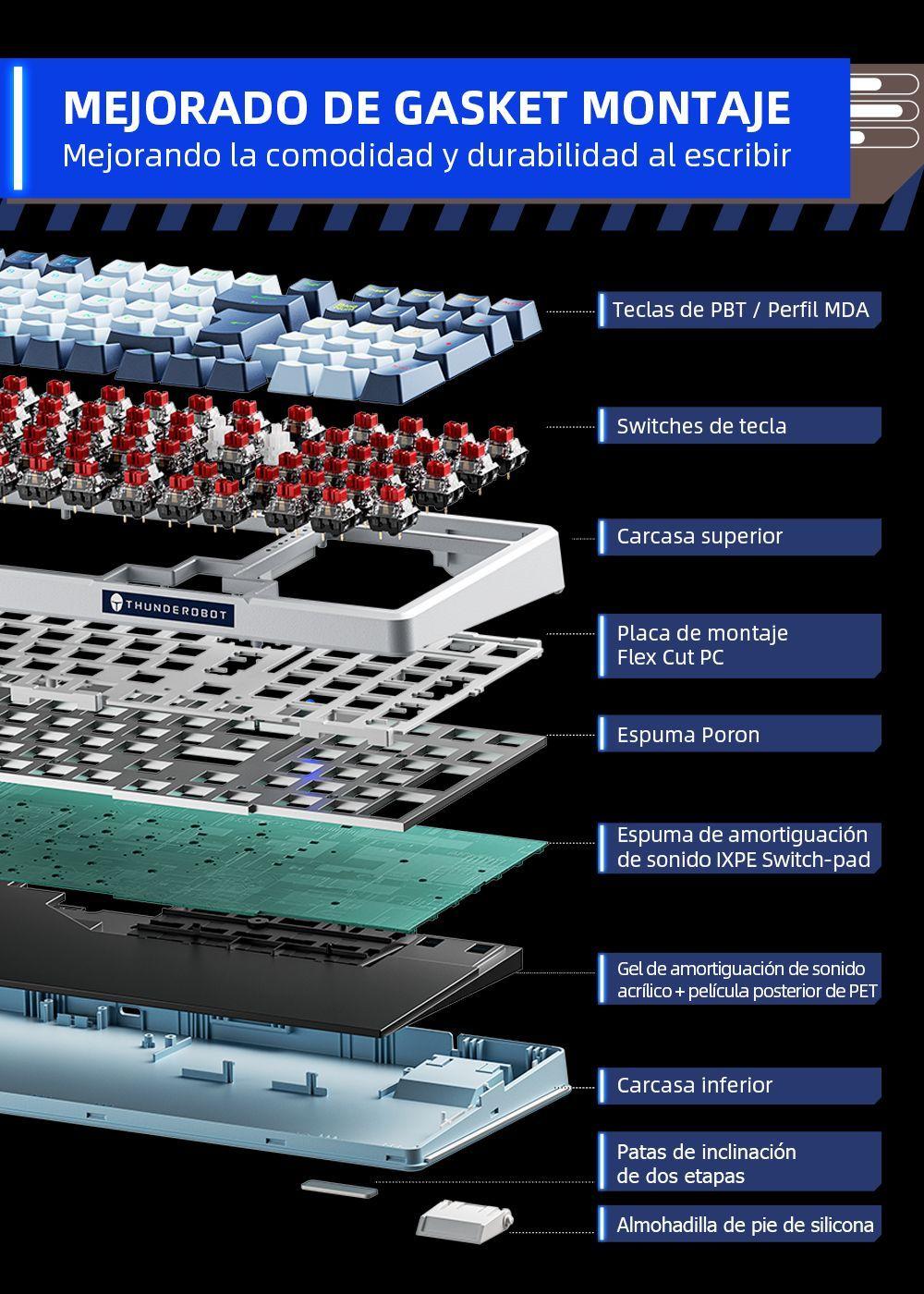 Teclado Mecánico Thunderobot K98 Gasket Rgb Hot Swap Español-5