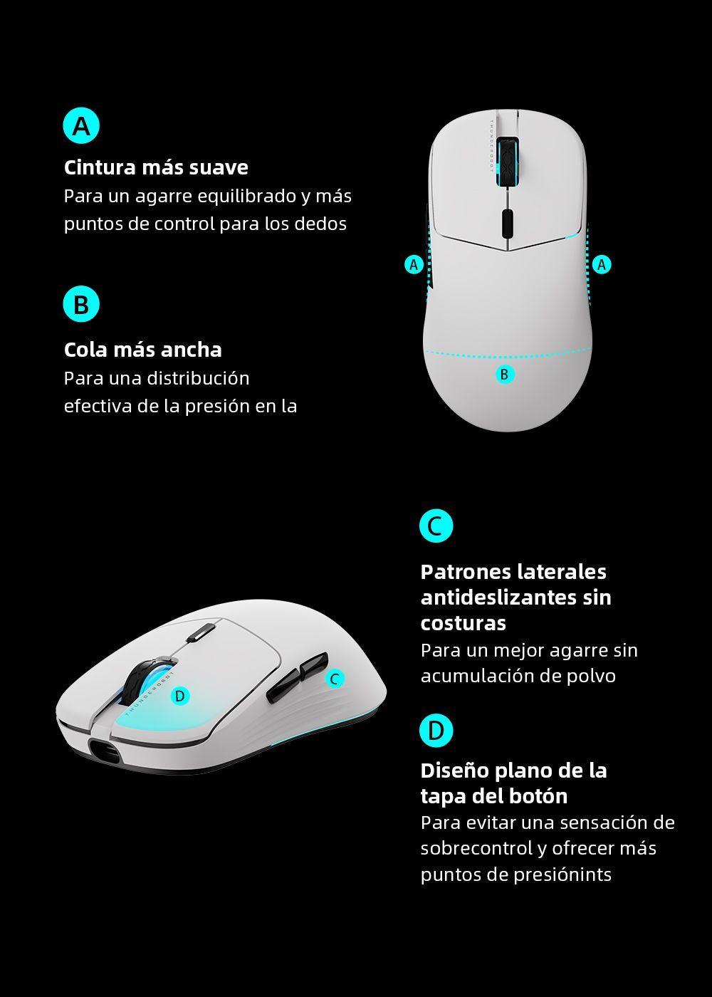 Mouse Inalambrico Gamer Tres Modos Thunderobot ML7 Blanco-7