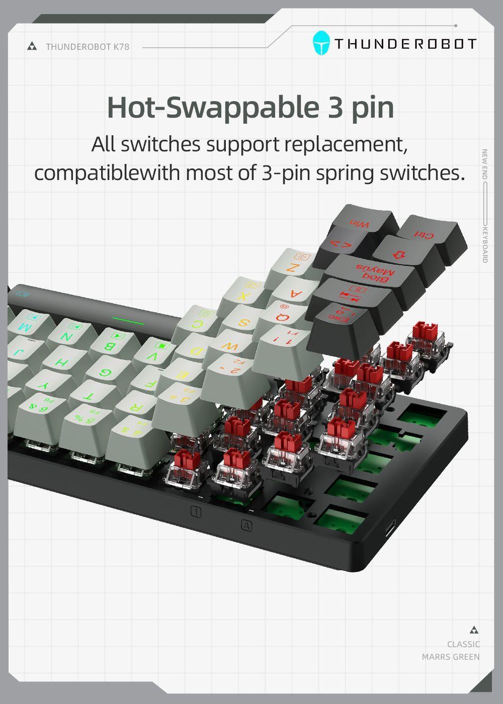 Español Teclado Mecánico marrón Gamer Wired Thunderobot K78 Rgb-2