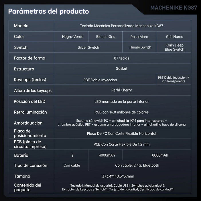 Machenike KG87 W GRAY SL-8