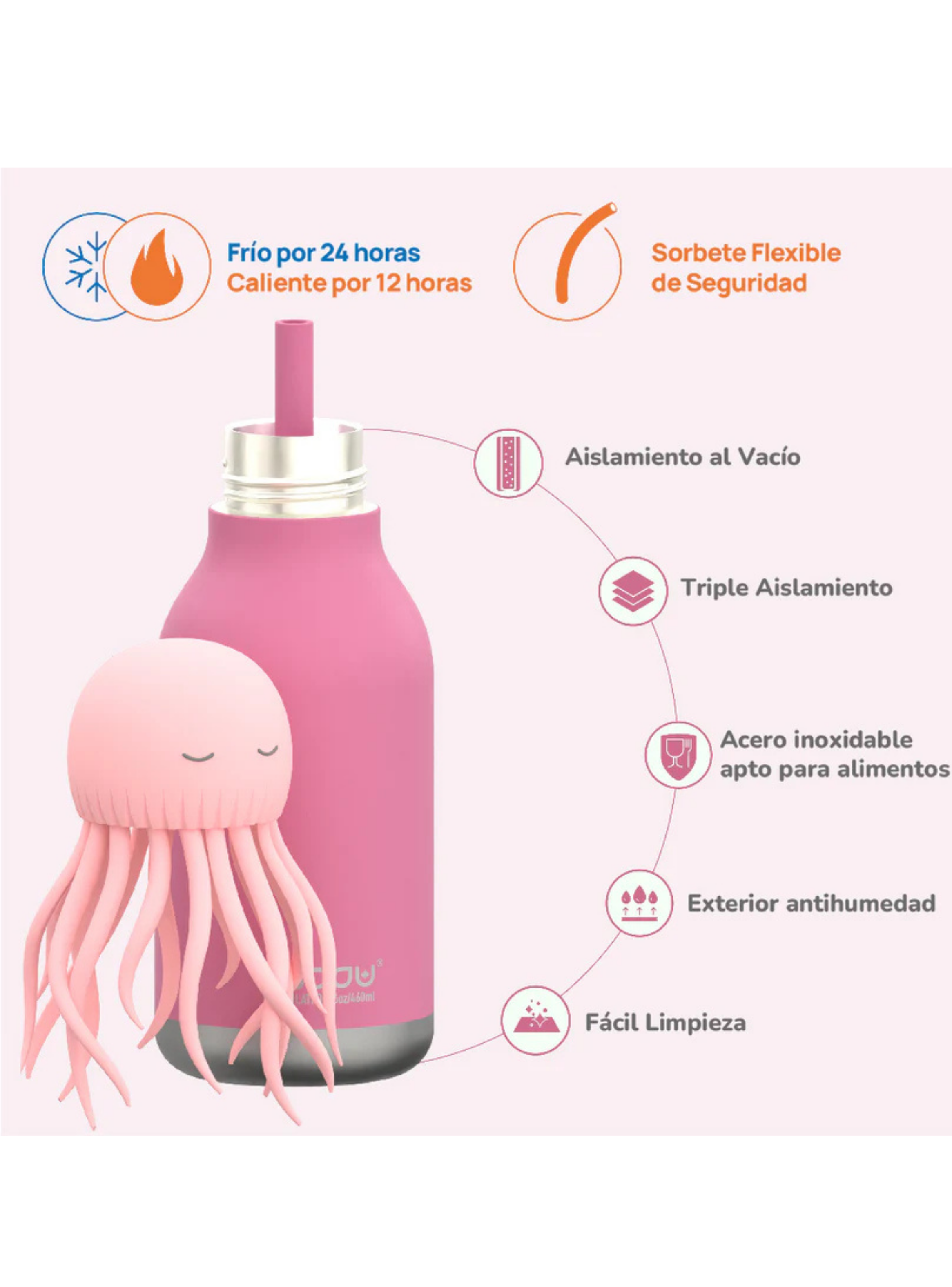 Bestie Pulpo Lila Botella Termica-3