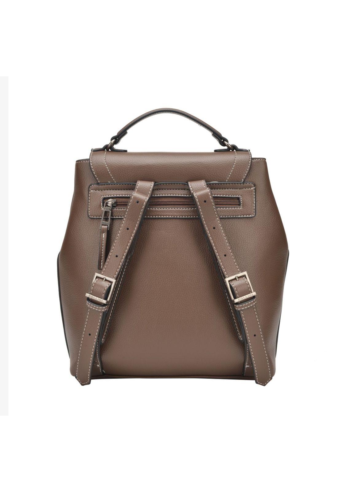Mochila Mujer Chocolate Pollini-2