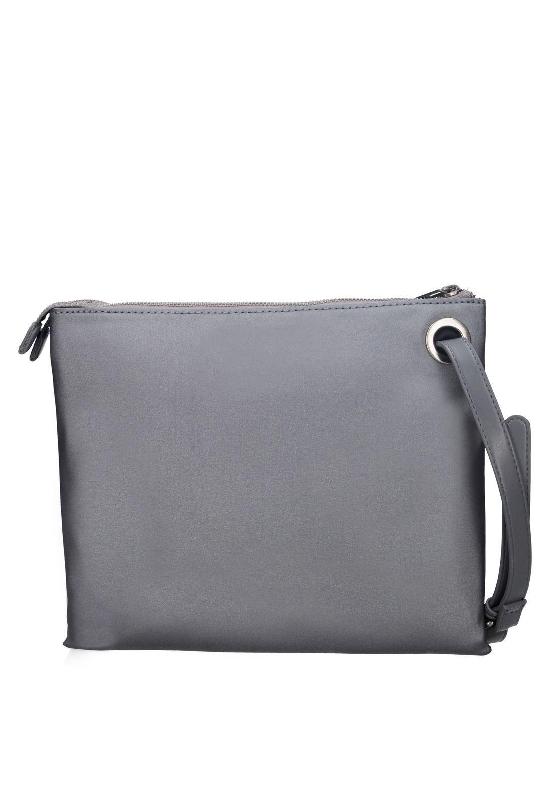Cartera Bandolera Plateada Pollini-2