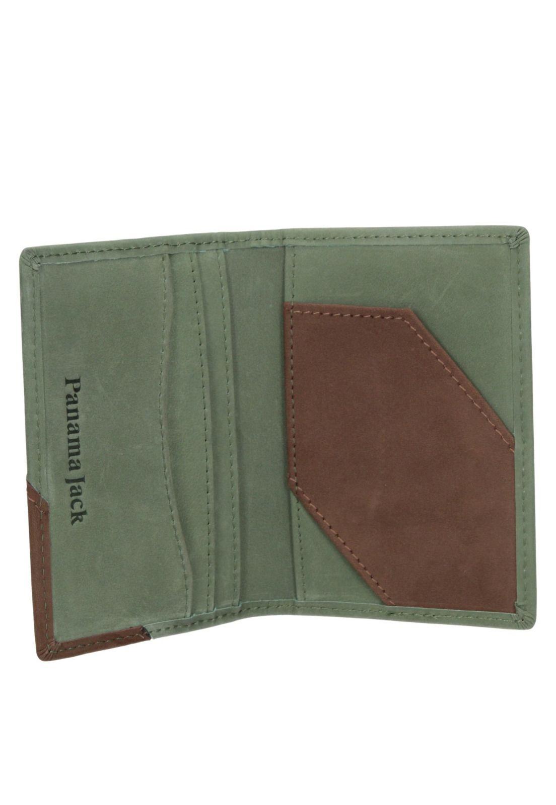 Tarjetero Cuero Hombre Verde Panama Jack-2