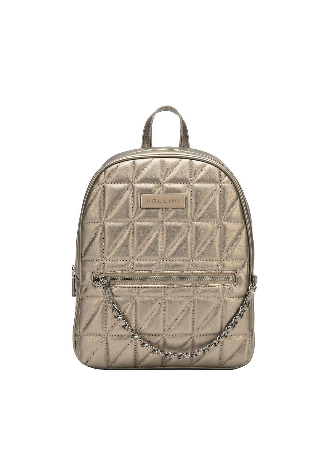 Mochila Mujer Gris Metalizado Pollini-0