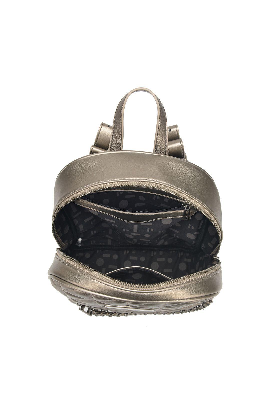 Mochila Mujer Gris Metalizado Pollini-2