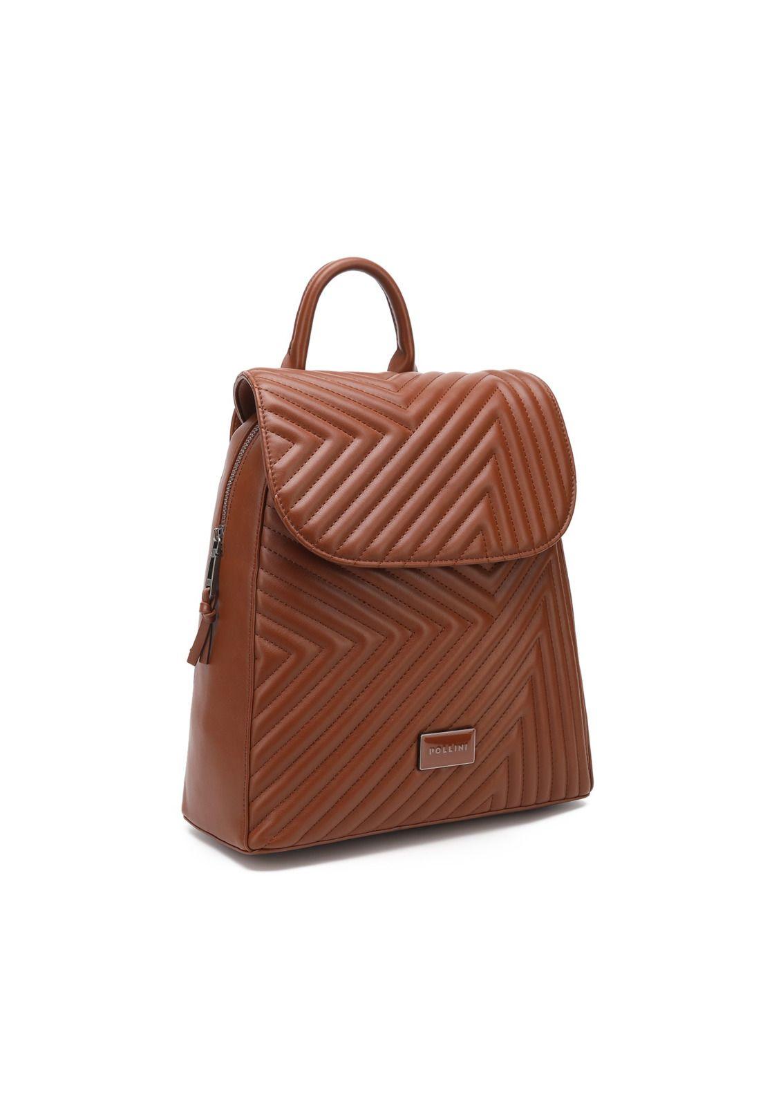Mochila Mujer Chocolate Pollini-0