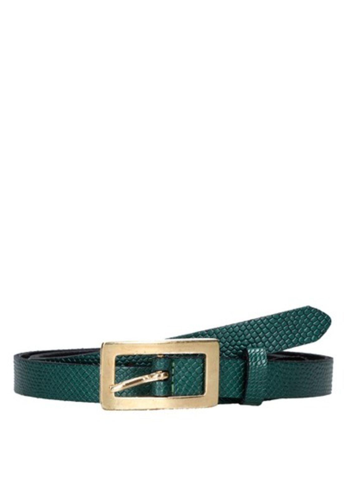 CINTURON CUERO MUJER DELGADO CLASICO VERDE POLLINI-0