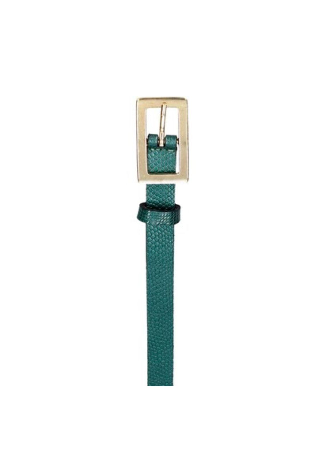 CINTURON CUERO MUJER DELGADO CLASICO VERDE POLLINI-1