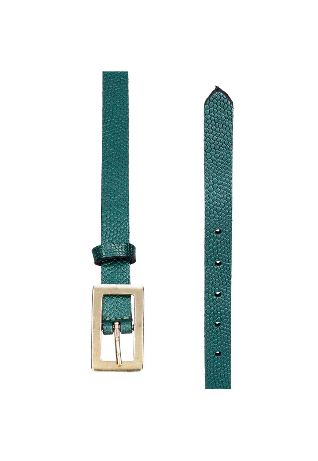 CINTURON CUERO MUJER DELGADO CLASICO VERDE POLLINI-2