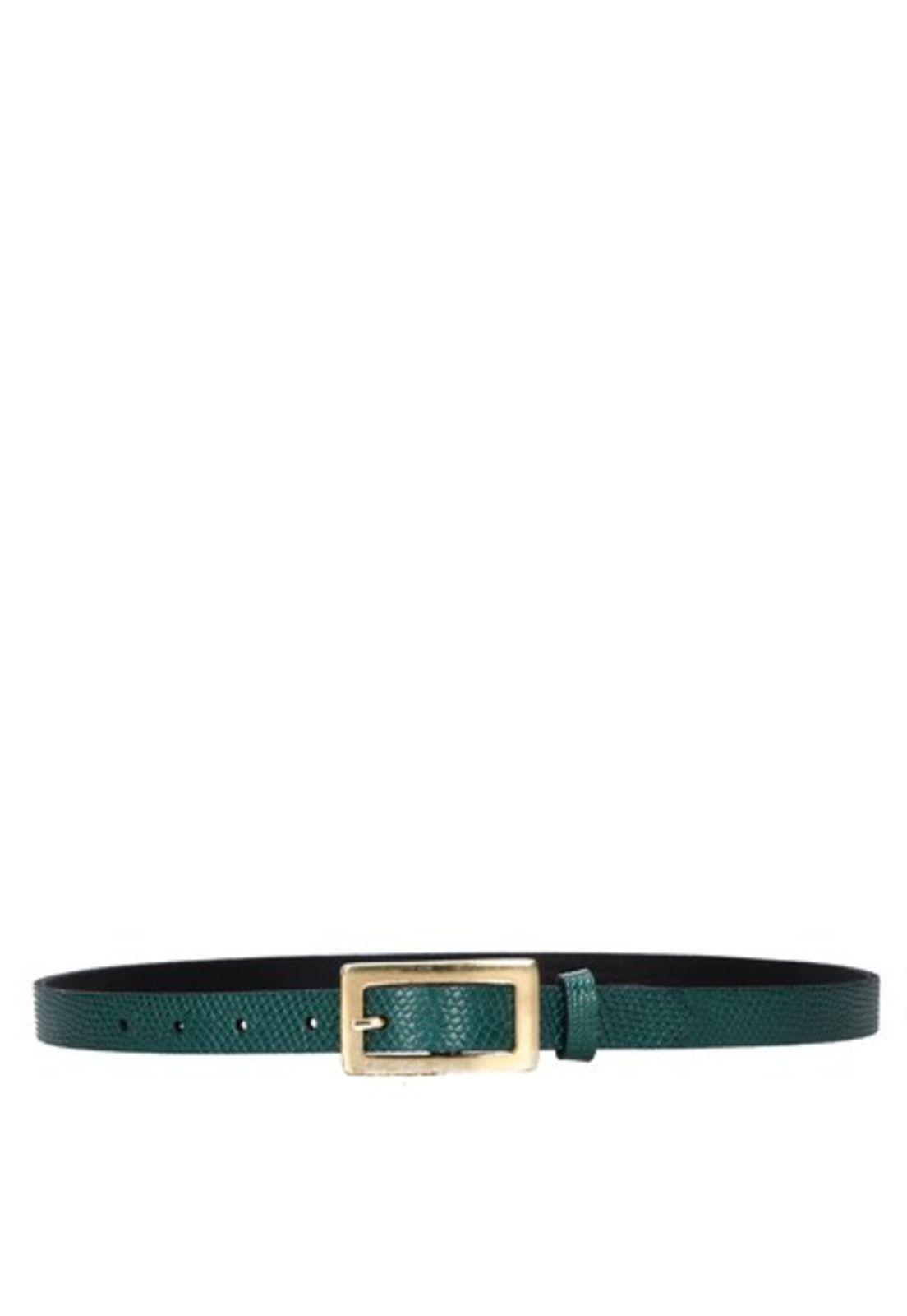CINTURON CUERO MUJER DELGADO CLASICO VERDE POLLINI-3