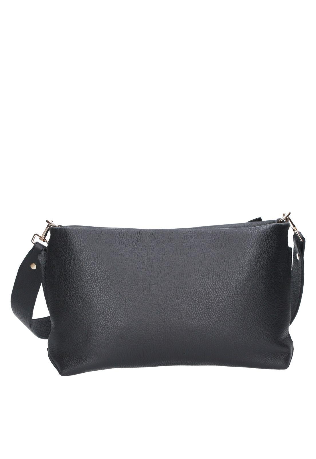 Cartera Bandolera cuero Negro Pollini-2