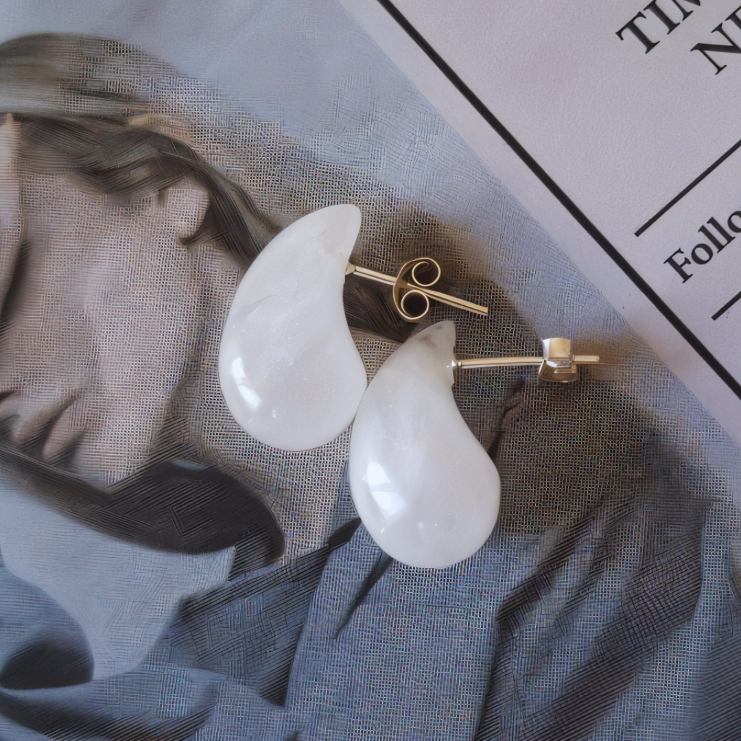 Aros De Plata 925 Gota Chunky Cuarzo-3