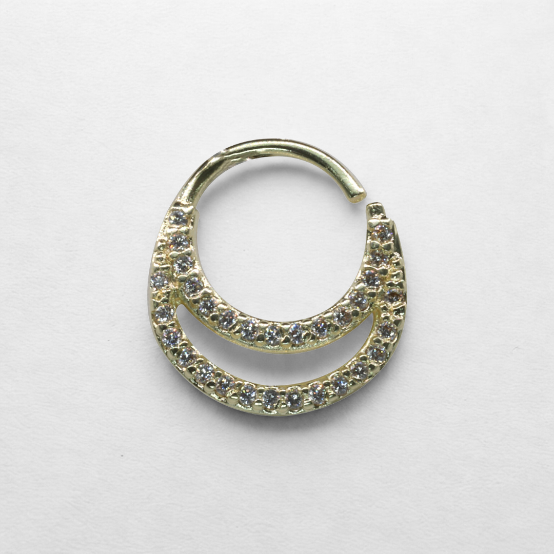 Piercing Septum Enchapado En Oro Con Circones-1