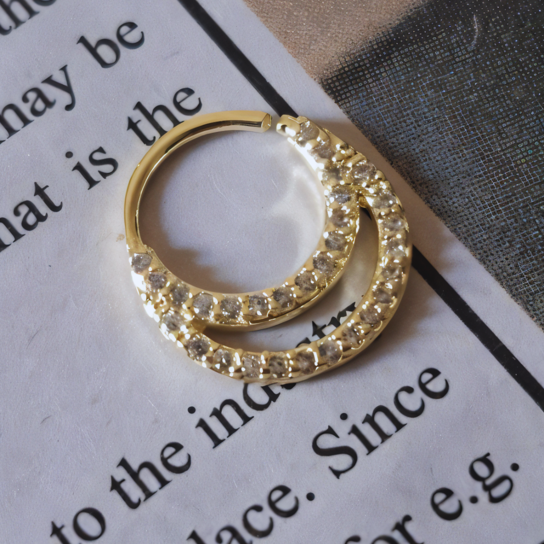 Piercing Septum Enchapado En Oro Con Circones-3