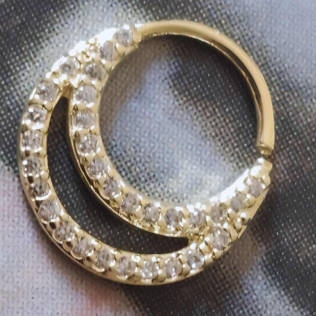 Piercing Septum Enchapado En Oro Con Circones-4