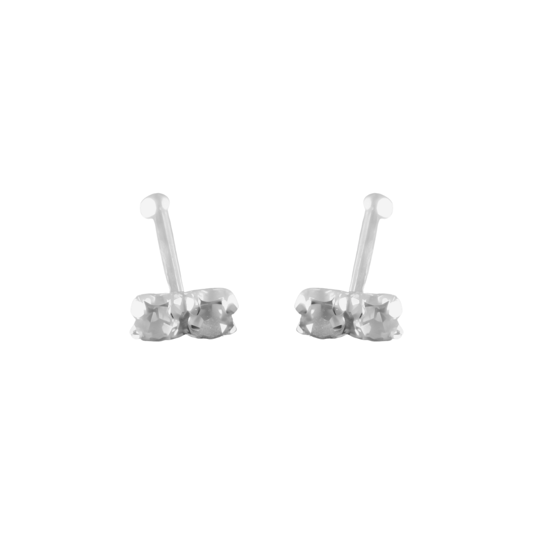 Aros De Plata 925 Piercing Doble Cuadrado-0