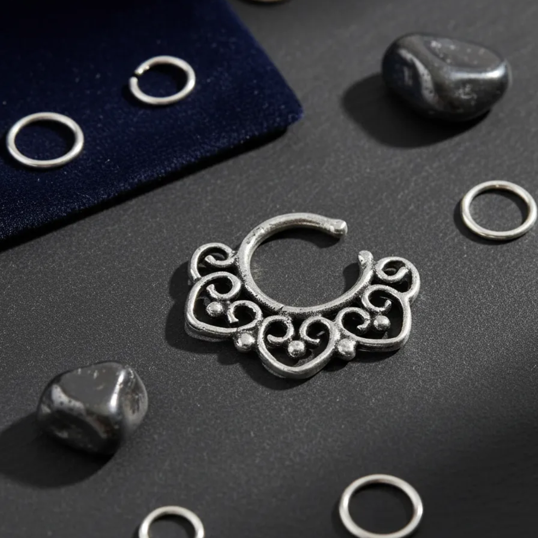 Piercing Septum Plata 925 Dise o Corazones-3