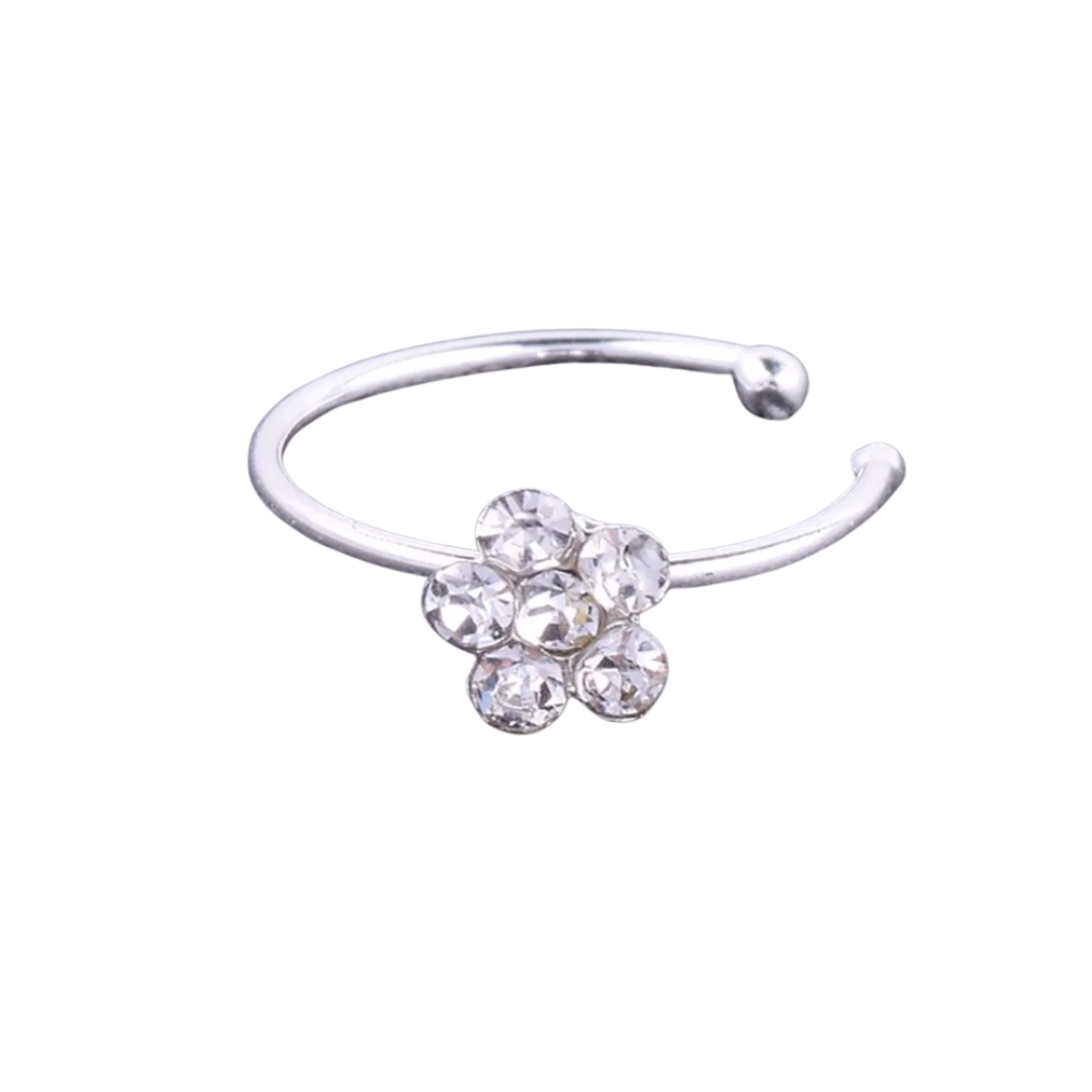 Aros De Plata 925 Piercing Flor Estilo Bali-0
