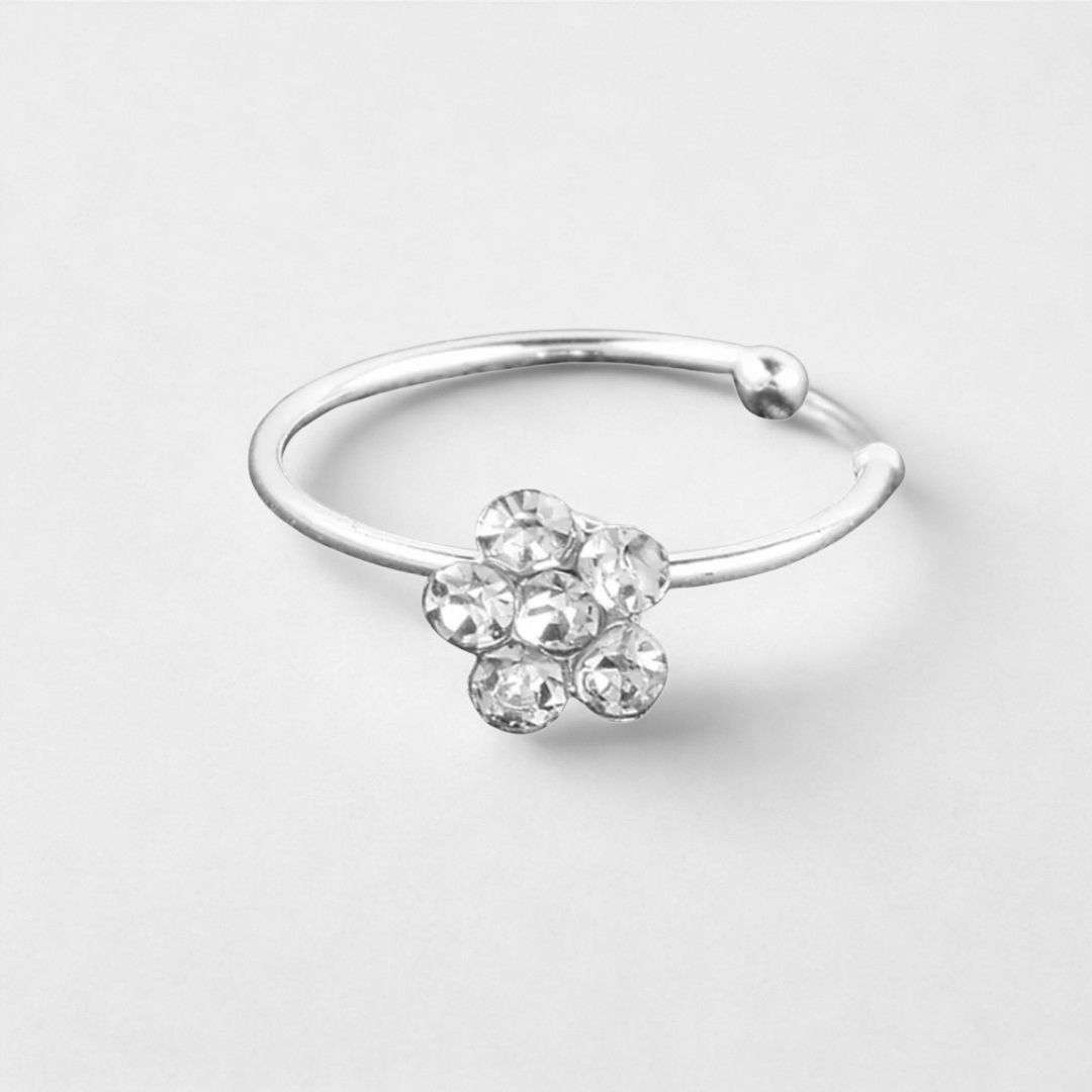Aros De Plata 925 Piercing Flor Estilo Bali-2