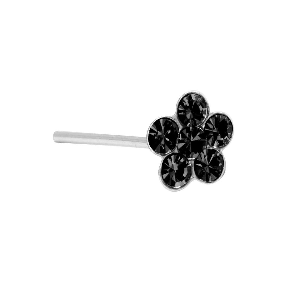 Aros De Plata 925 Piercing Flor Con Circones negros-0