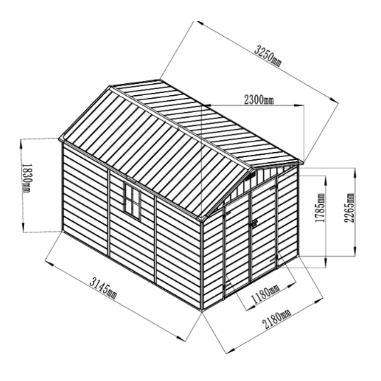 Bodega Jardín Plástico 7.5×10.7 FT Gris 7,25 m2-3