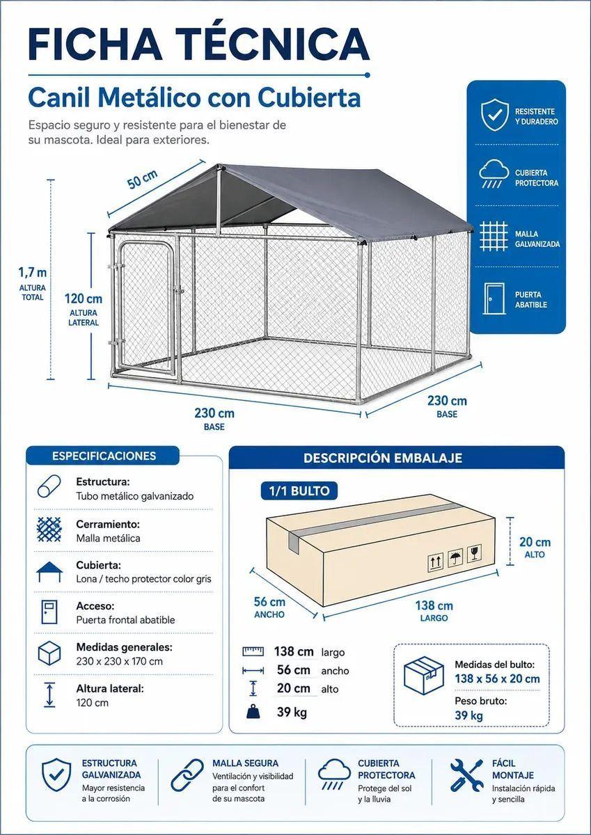 Canil Modular Para Perros con Techo 2.3x2.3 mts-4