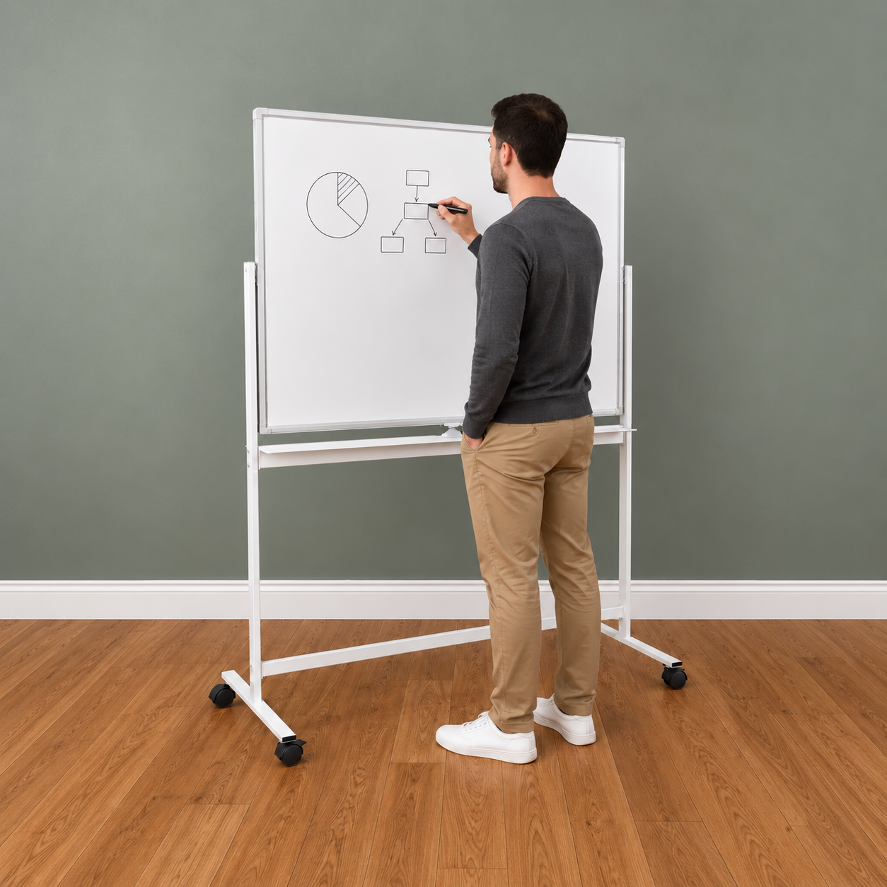 Pizarra Classic Móvil Magnética Doble Cara 90x120cm-1