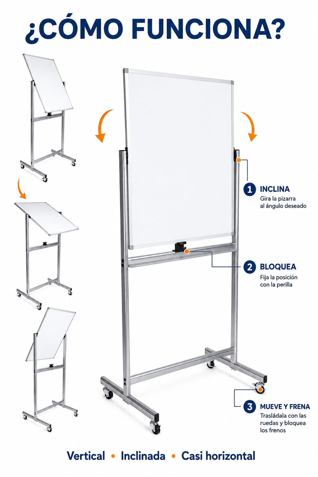 Pizarra Classic Móvil Magnética Doble Cara 90x180 Cm-3