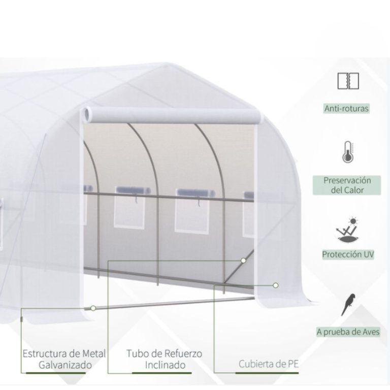 Invernadero Tunel 24 m2 8x3x2m Blanco-3