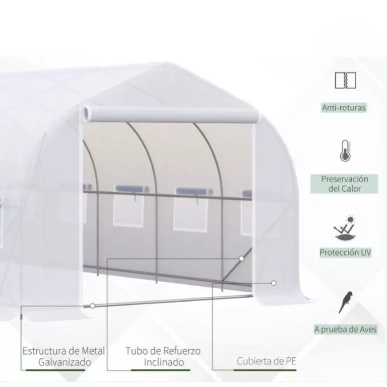 Invernadero Tunel 24 m2 8x3x2m Blanco-3