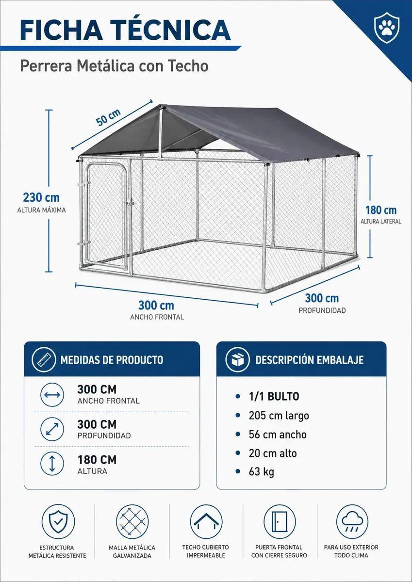 Canil Modular Para Perros con Techo 3x3 mts -4