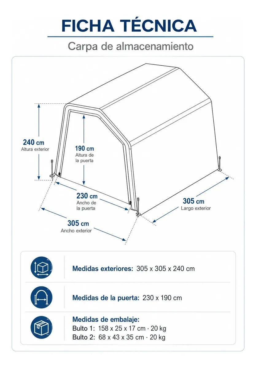 Carpa Garage Para Autos Armable 305x305x240cm-3