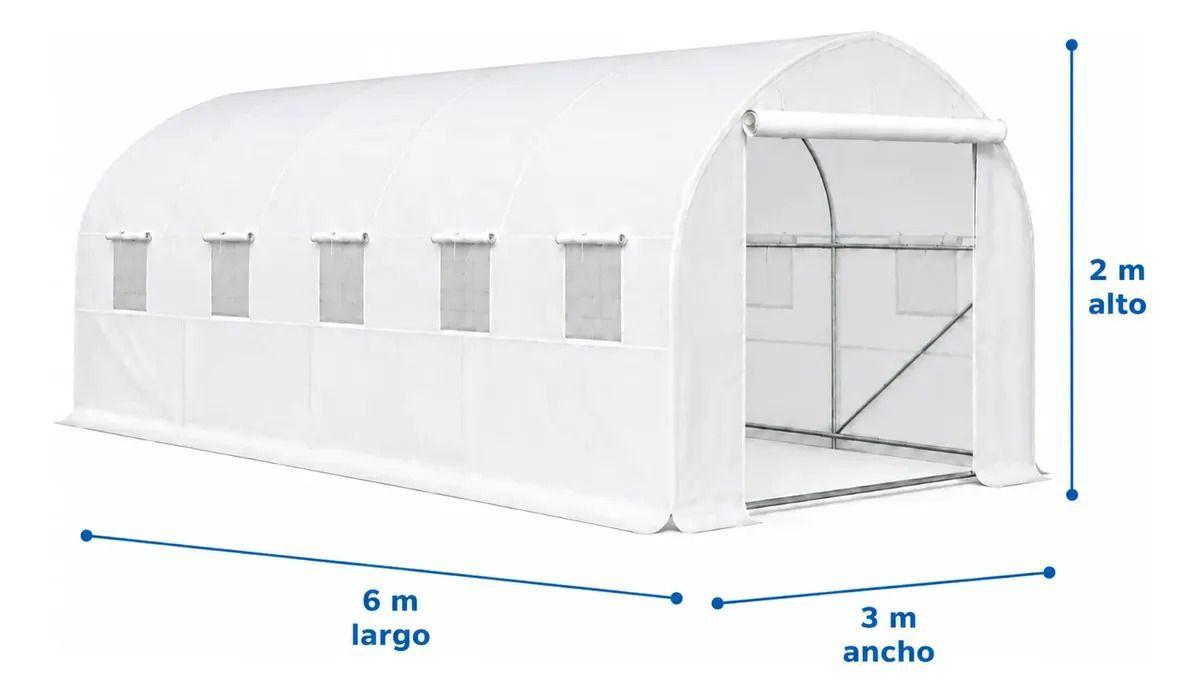 Invernadero Tunel 18 m2 6x3x2m Blanco-5