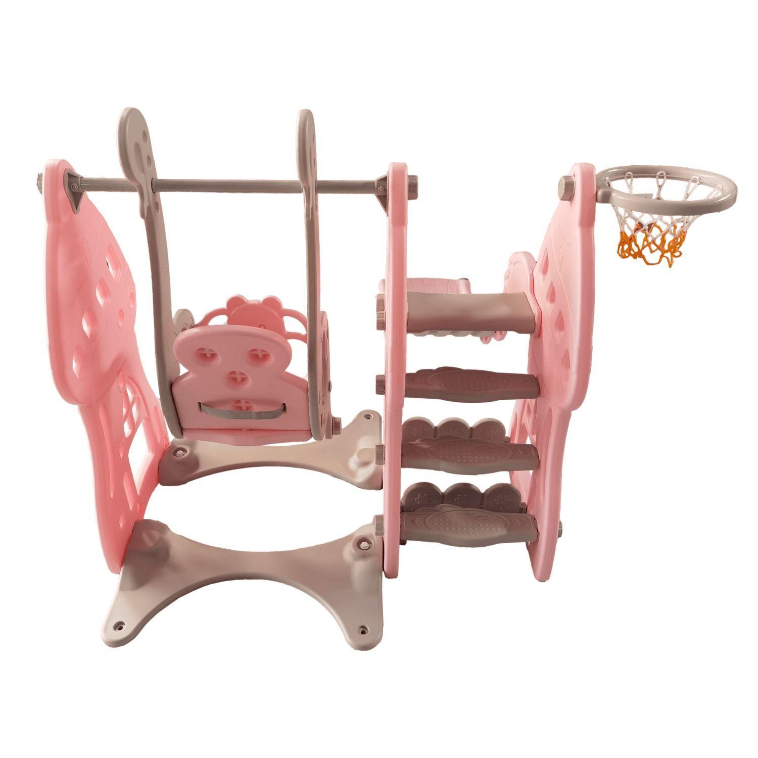 Resbalín 4 En 1 Columpio Aro De Baloncesto Bodega Rosado-1
