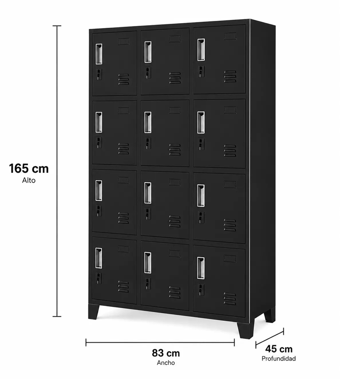Locker 3 cuerpos 12 casilleros 165x83x45cm-2