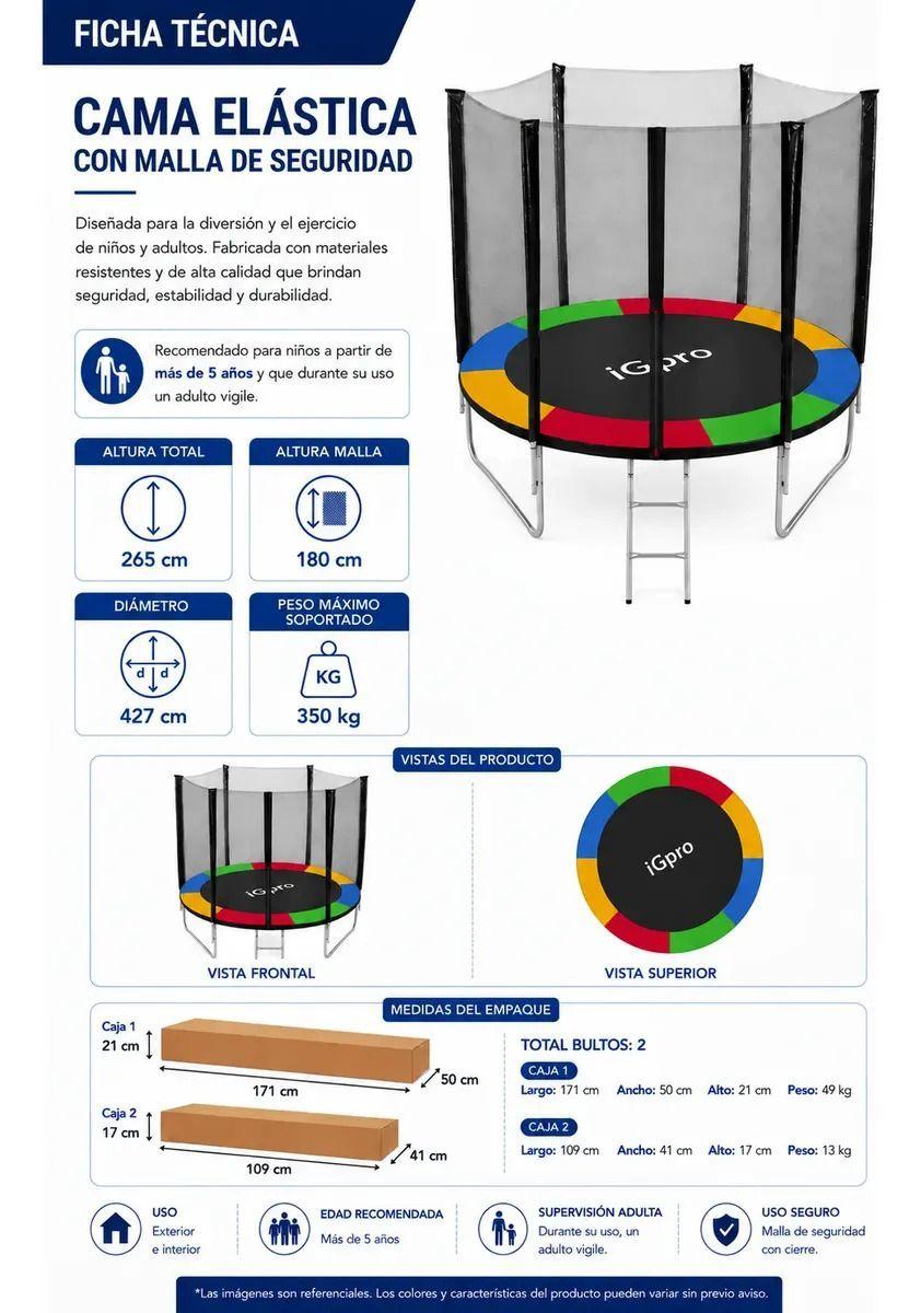 Cama Elastica IGpro con Malla y Escalera 4,27 mt 14FT-6