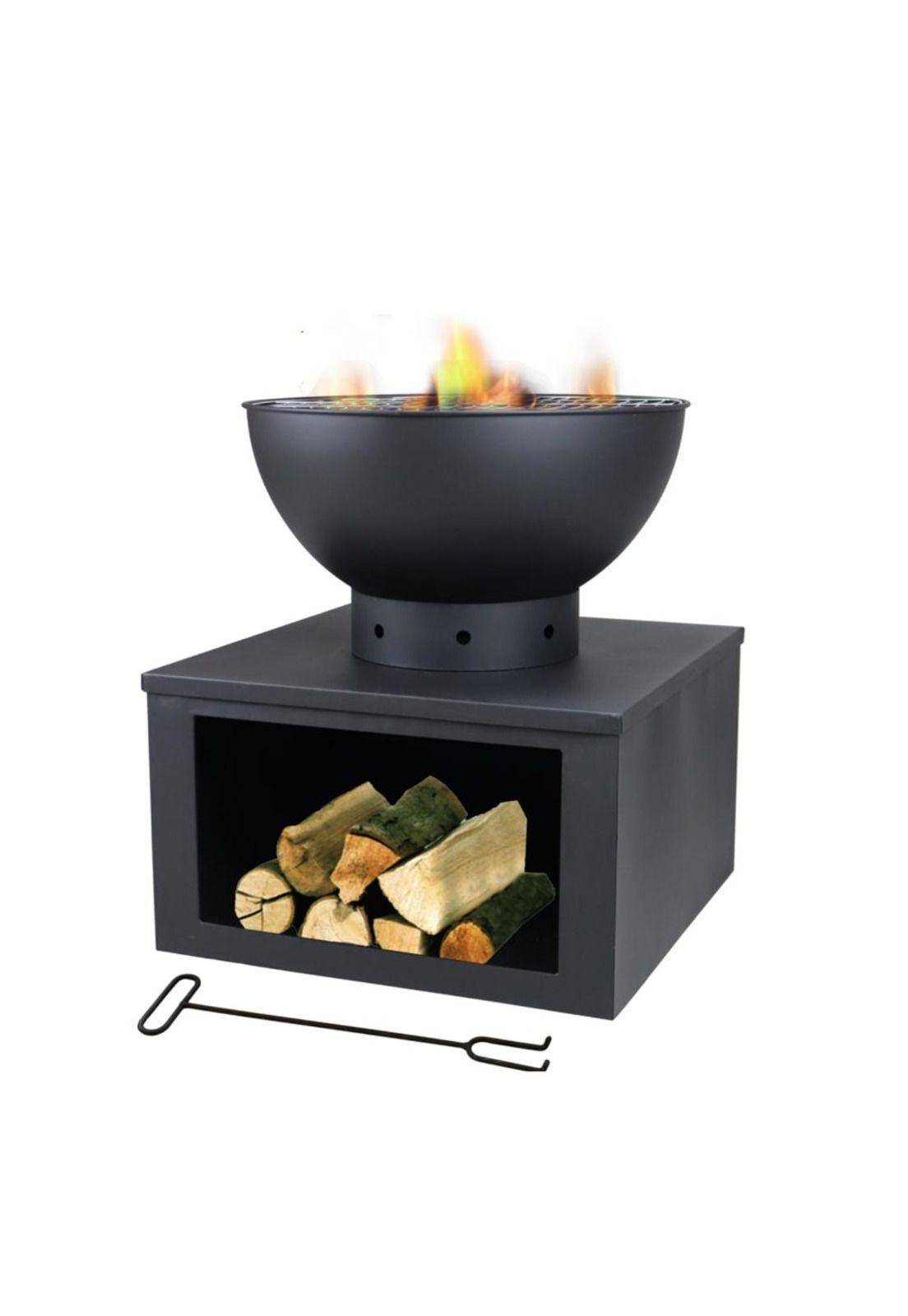 Fogon Parrilla a la Metal con Guarda leña 54x54x60cm-3