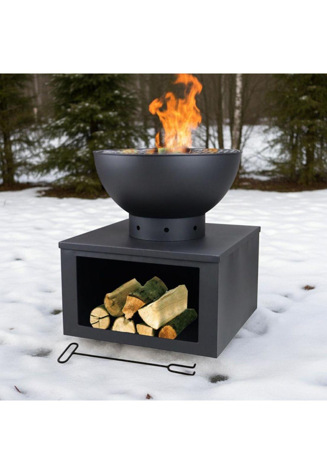 Fogon Parrilla a la Metal con Guarda leña 54x54x60cm-4