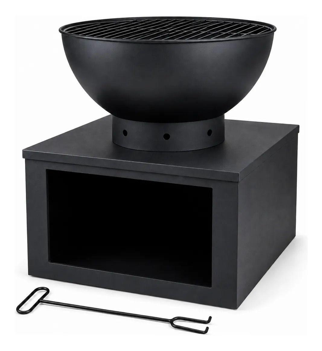 Fogon Parrilla a la Metal con Guarda leña 54x54x60cm-4