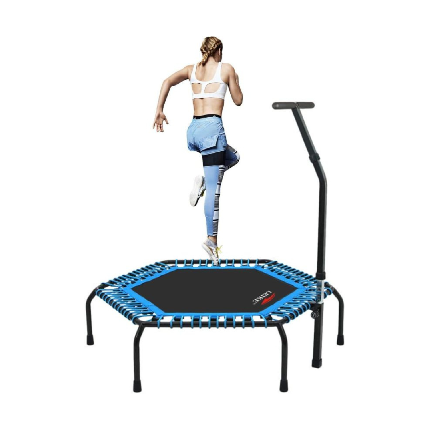 Trampolin Hexagonal Fitness 135cm Con Soporte Azul-1