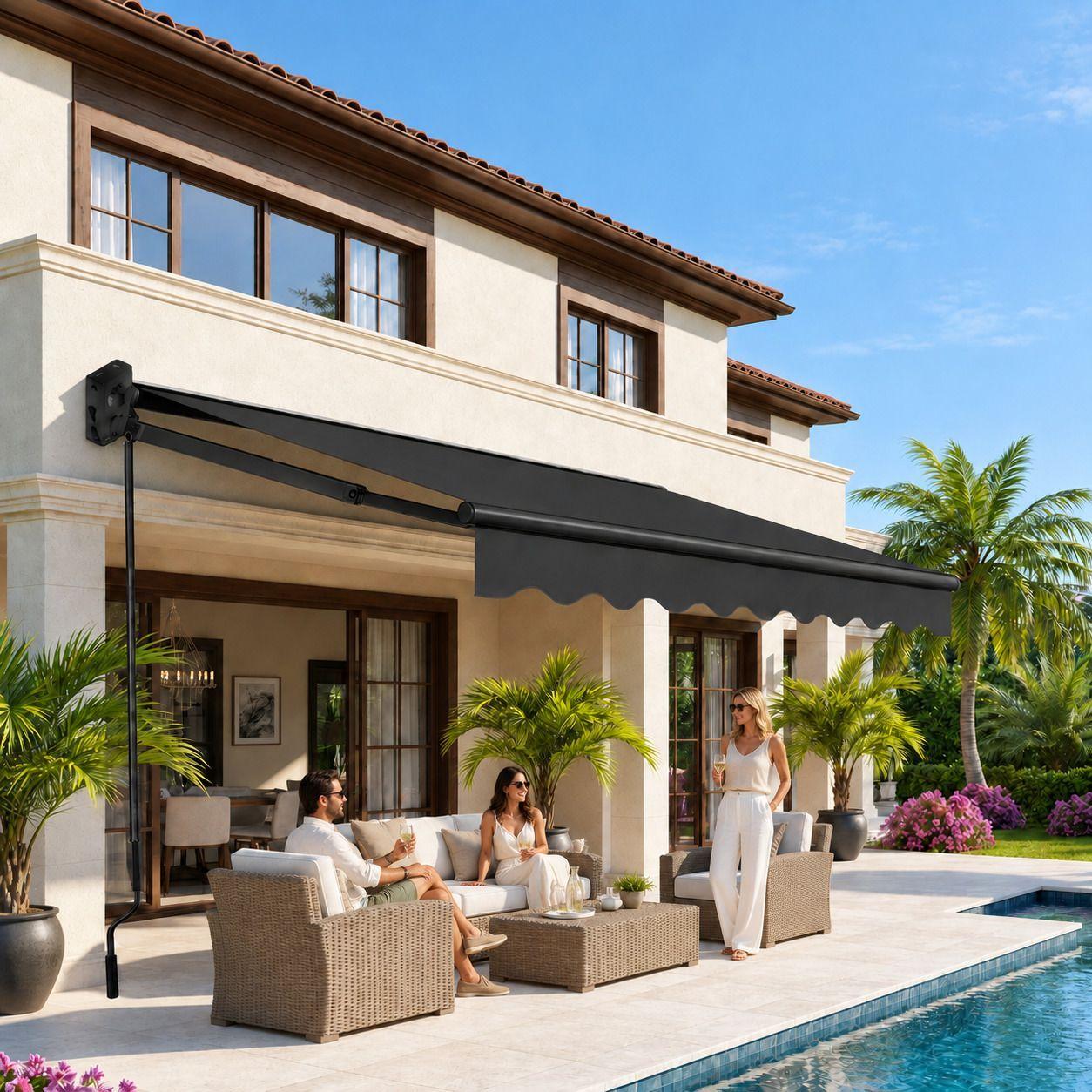Toldo 3X2.5mt con Brazo Retractil Negro-1