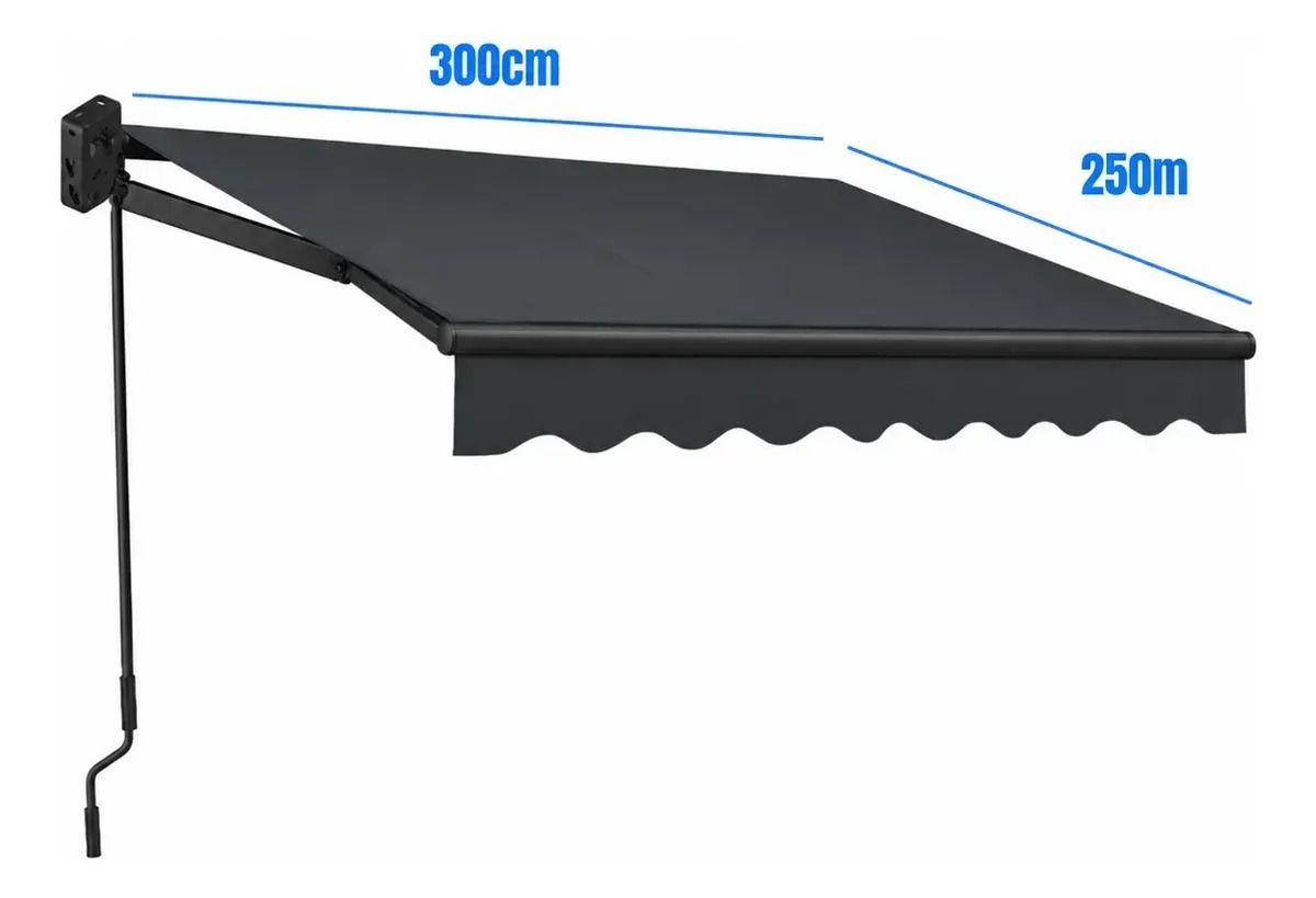 Toldo 3X2.5mt con Brazo Retractil Negro-2