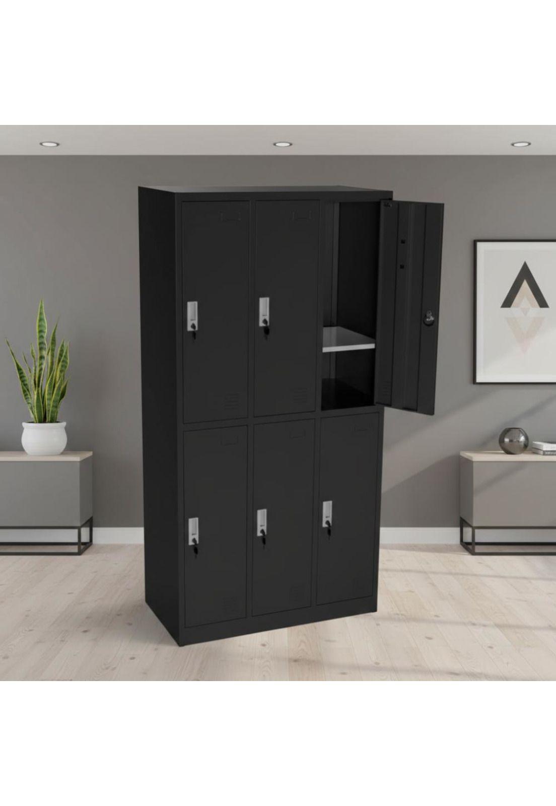 Locker 3 Cuerpos 6 Casilleros 183x90x40cm Color Negro-0