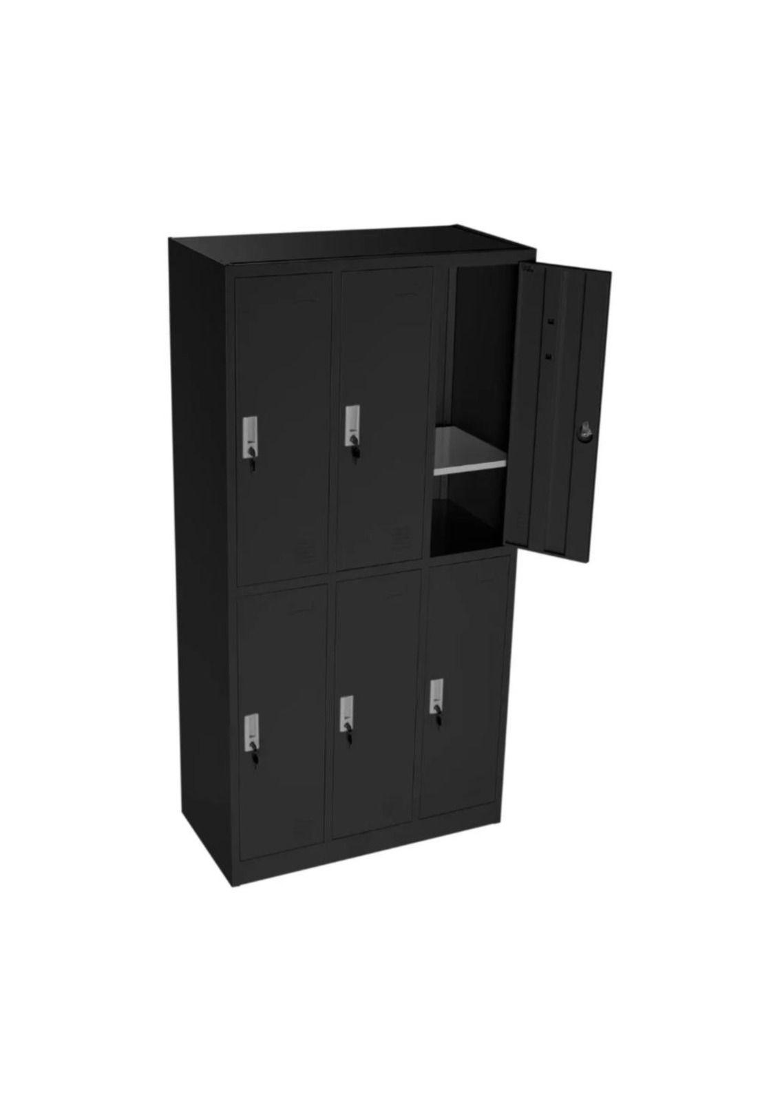 Locker 3 Cuerpos 6 Casilleros 183x90x40cm Color Negro-2