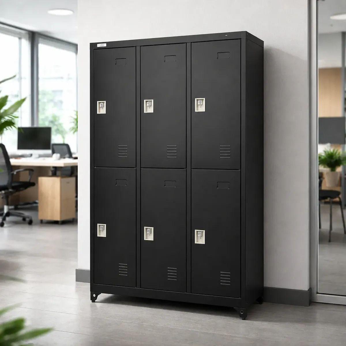 Locker 3 Cuerpos 6 Casilleros 183x90x40cm Color Negro-0