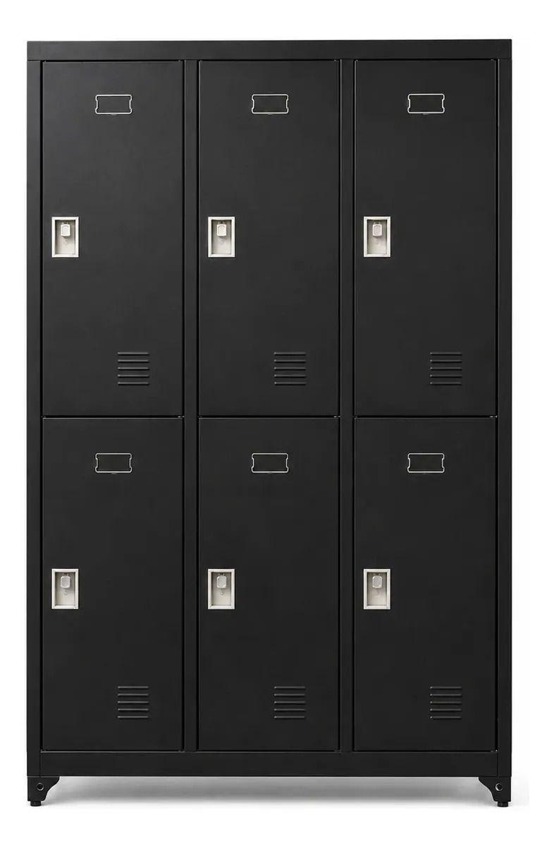 Locker 3 Cuerpos 6 Casilleros 183x90x40cm Color Negro-2