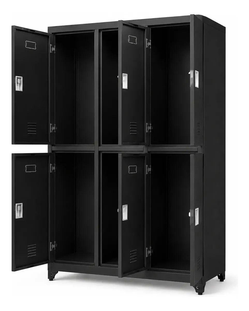 Locker 3 Cuerpos 6 Casilleros 183x90x40cm Color Negro-3